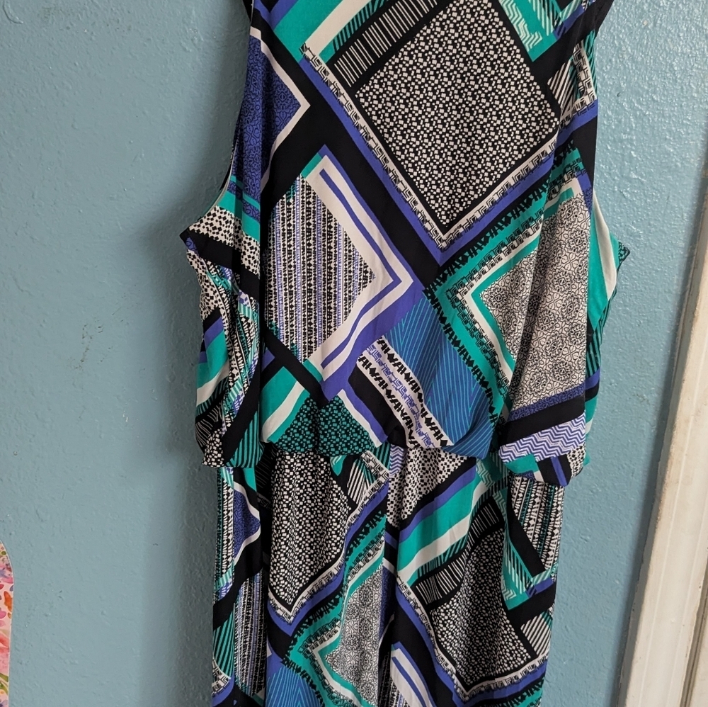 Sandra Darren Geometric Patterned Sleeveless Dress - image 5